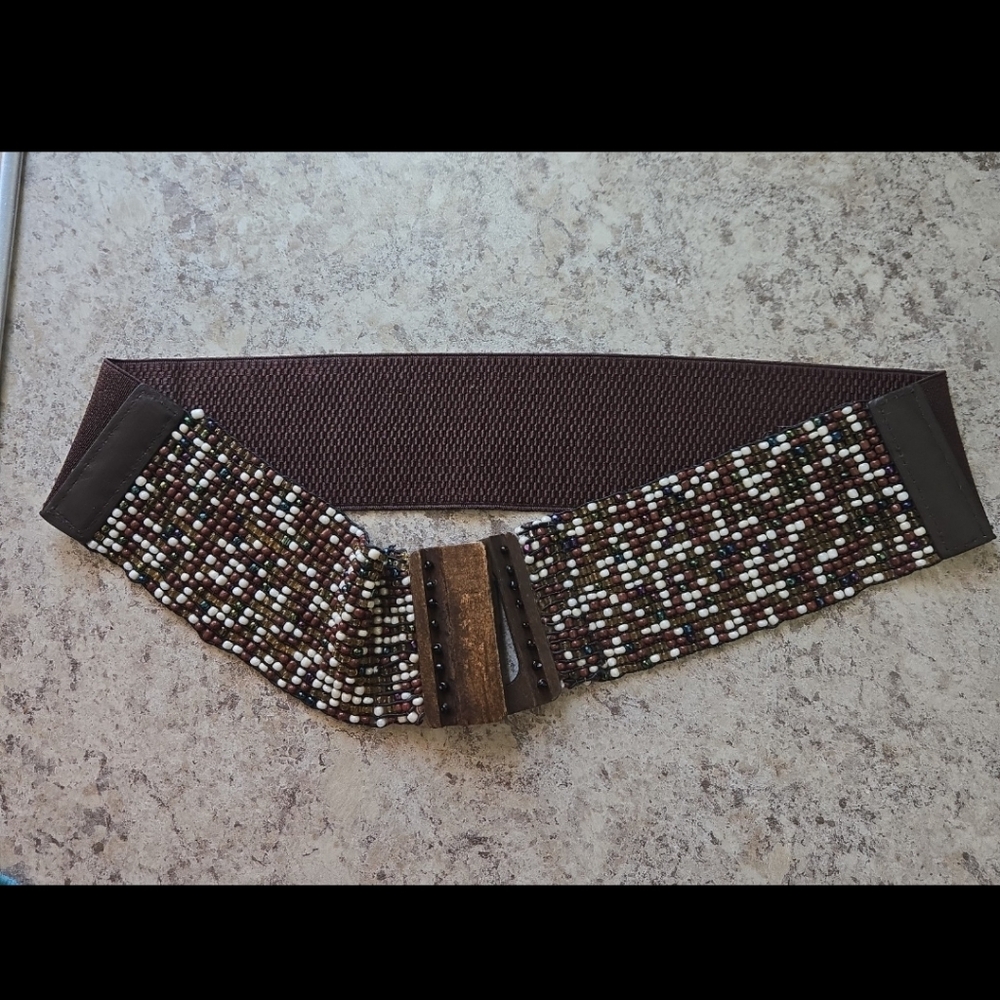 Y2k Beaded Brown Stretch Belt